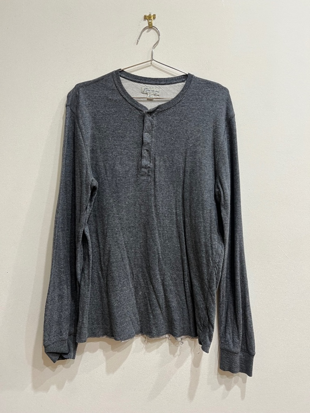 J. Crew Gray Henley Classic Fit Men's Medium